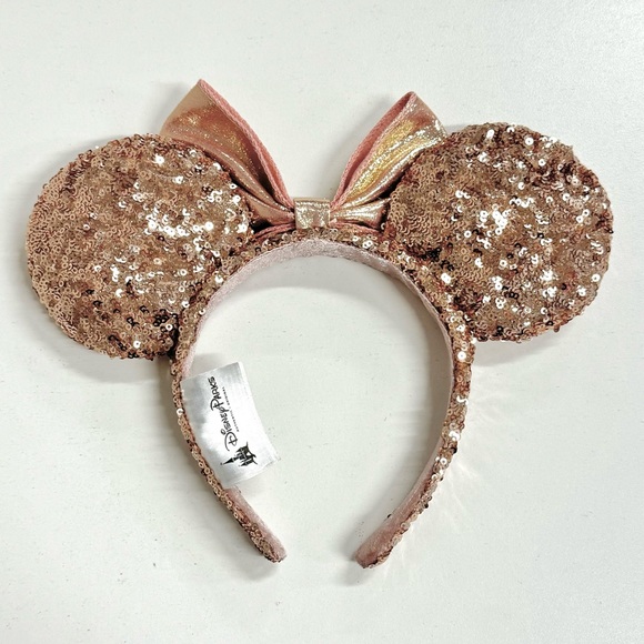 Disney Minnie Mouse Ears Rose Gold Sequin Headband - Picture 2 of 3